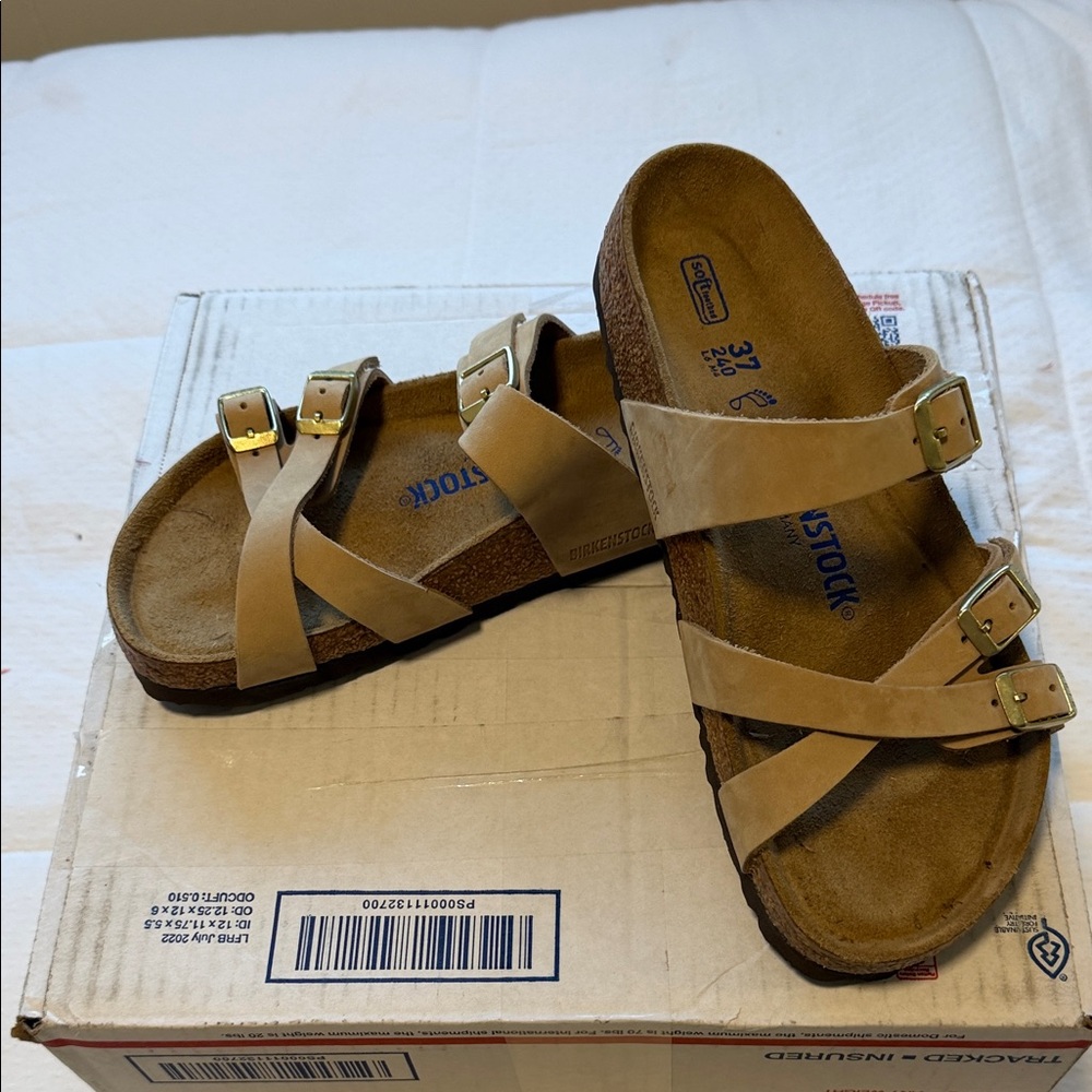 Birkenstock Mayari Sandals – Taupe/Nude – Size 37 – Soft Excellent Condition